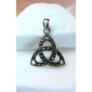 Trinity Knot Marcasite Sterling Silver Pendant Triquetra Wicca Celtic